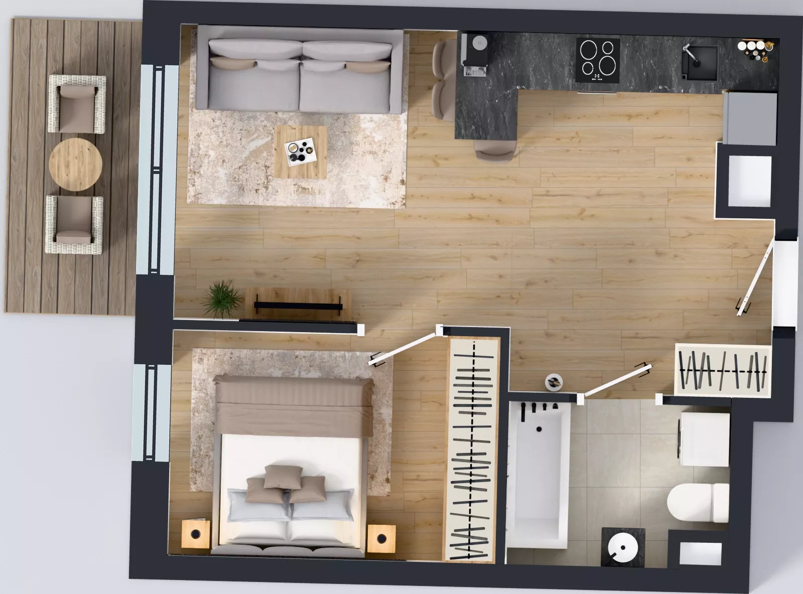 2 pokoje, mieszkanie 38,38 m², piętro 7, oferta nr 1.C.7.01, Murapol Forum, Łódź, Śródmieście, ul. Targowa