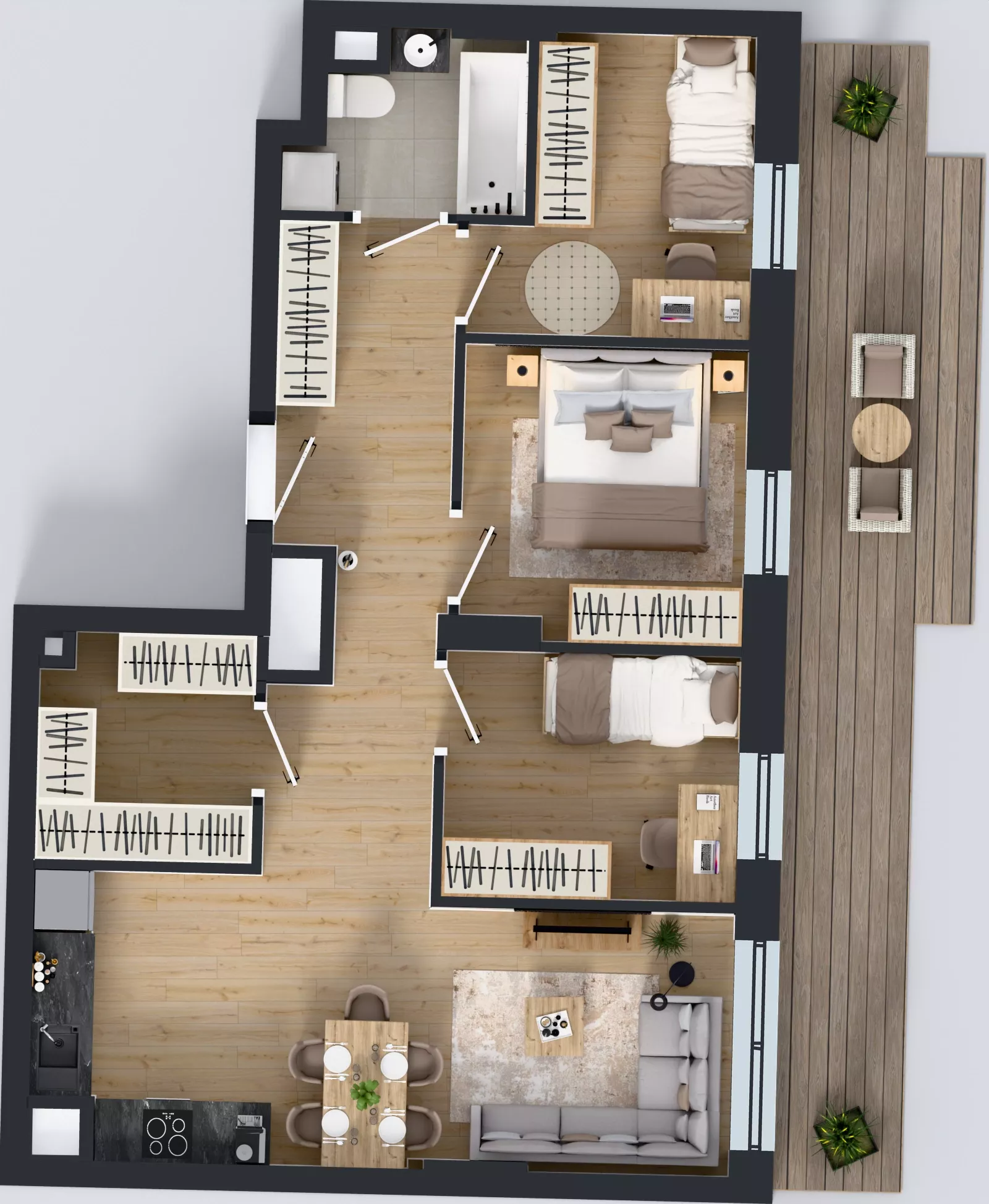 4 pokoje, mieszkanie 63,30 m², piętro 7, oferta nr 1.C.7.05, Murapol Forum, Łódź, Śródmieście, ul. Targowa