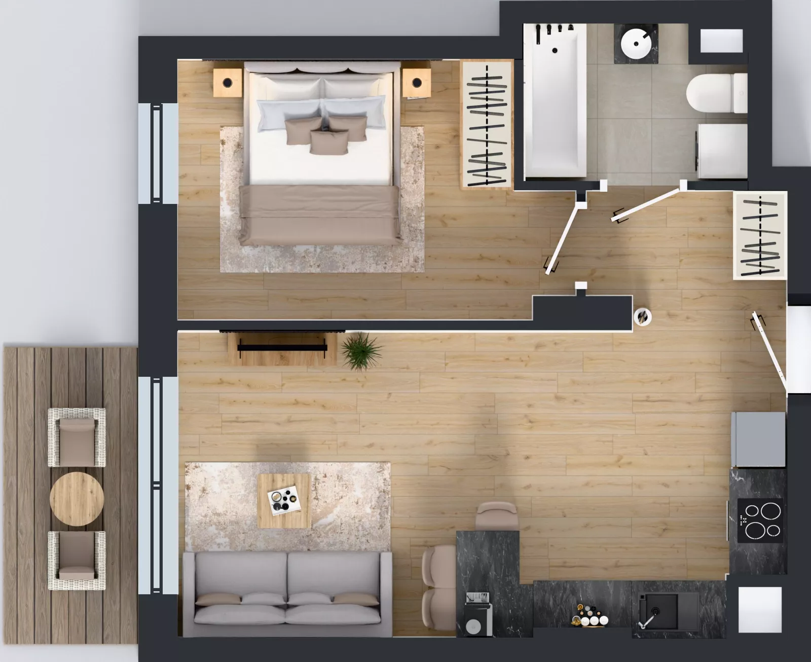 1 pokój, mieszkanie 41,90 m², piętro 1, oferta nr 2.B.1.02, Murapol Forum, Łódź, Śródmieście, ul. Targowa