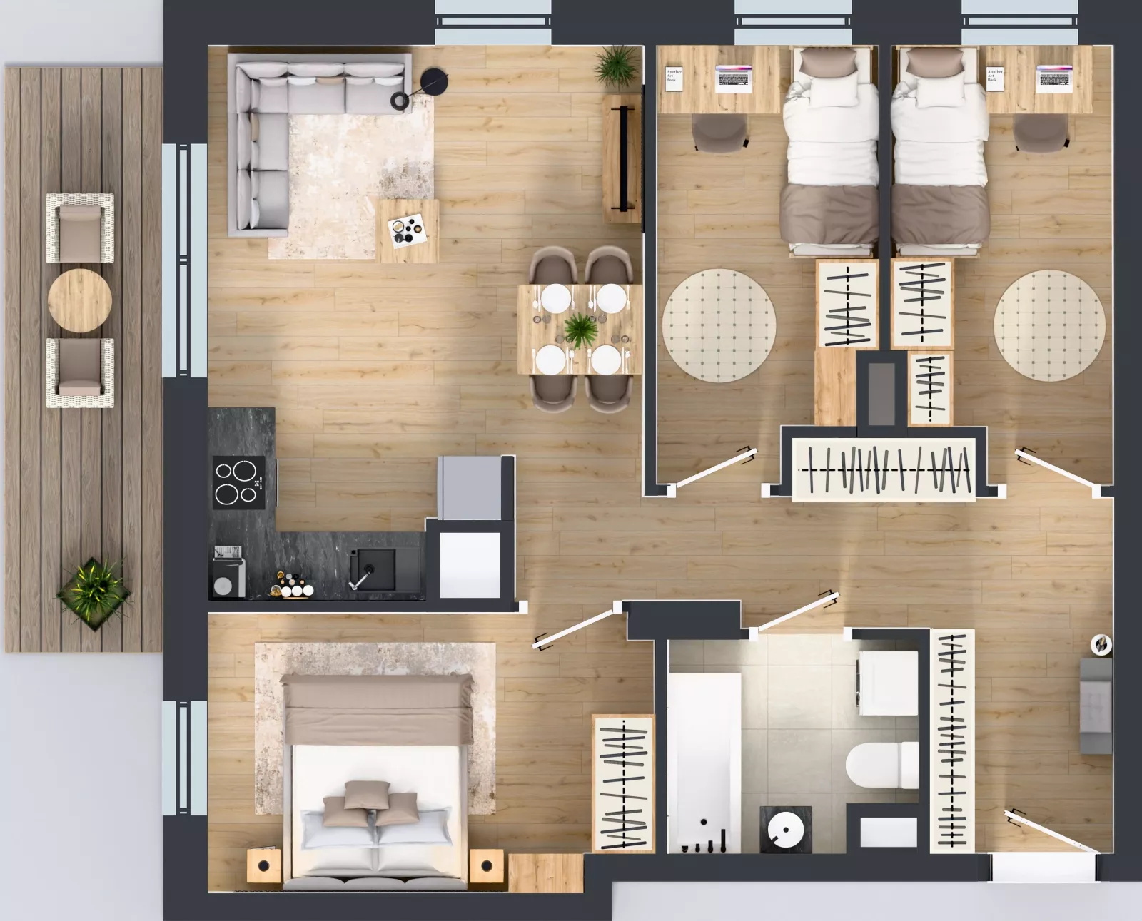 4 pokoje, mieszkanie 62,56 m², piętro 1, oferta nr 2.B.1.03, Murapol Forum, Łódź, Śródmieście, ul. Targowa