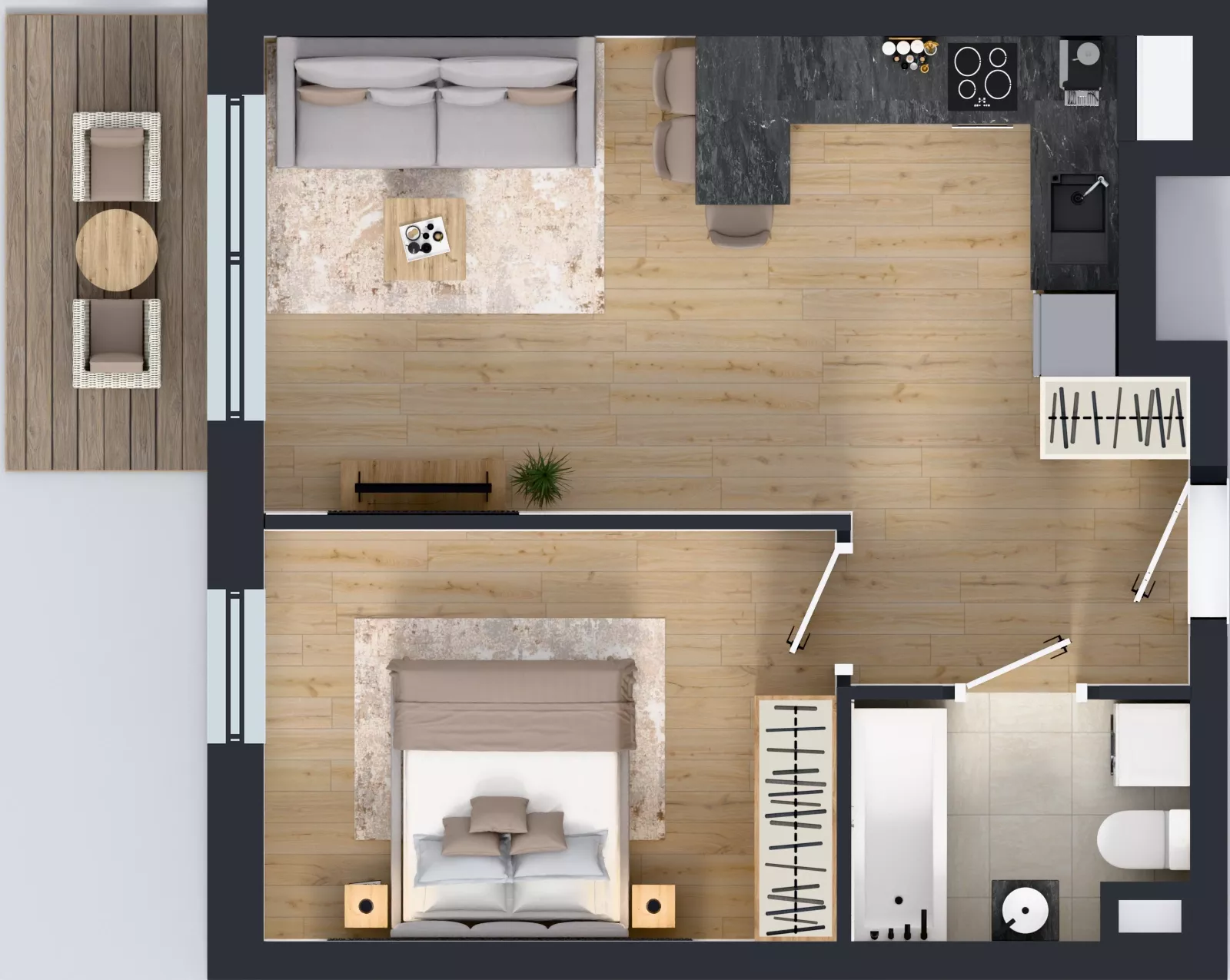 1 pokój, mieszkanie 42,45 m², piętro 2, oferta nr 2.B.2.01, Murapol Forum, Łódź, Śródmieście, ul. Targowa