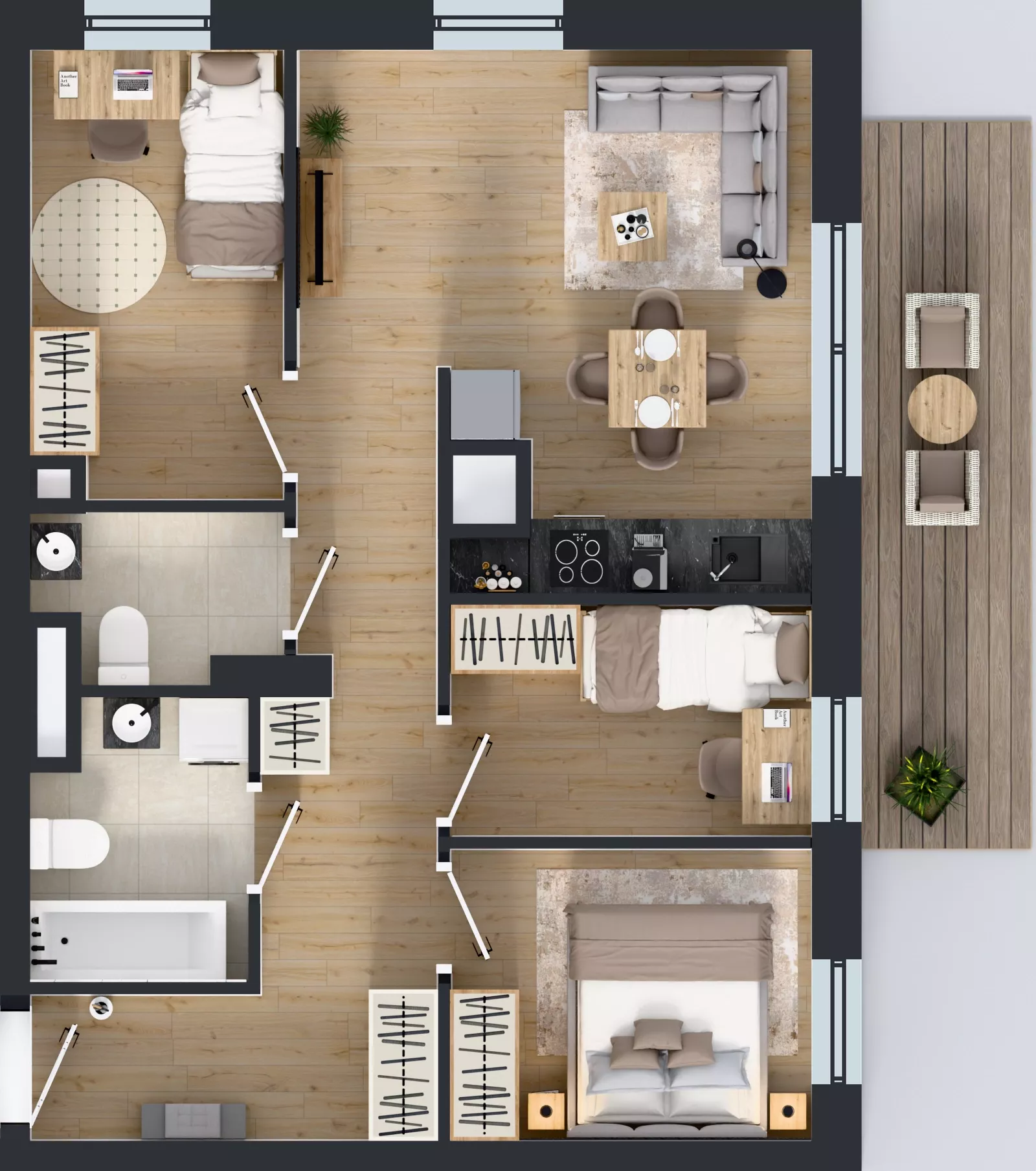 4 pokoje, mieszkanie 60,06 m², piętro 2, oferta nr 2.B.2.04, Murapol Forum, Łódź, Śródmieście, ul. Targowa