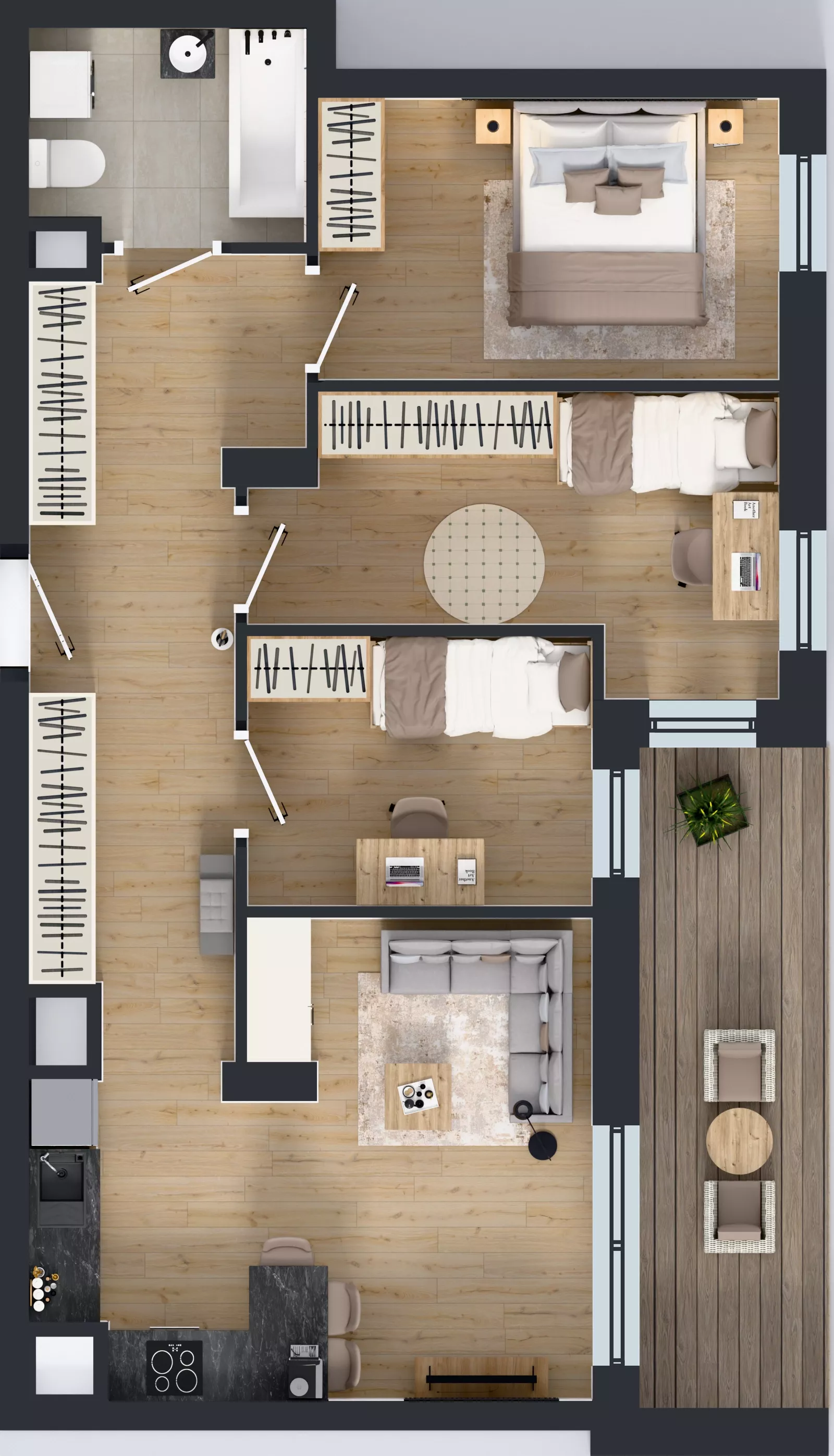 4 pokoje, mieszkanie 66,61 m², piętro 9, oferta nr 2.B.9.04, Murapol Forum, Łódź, Śródmieście, ul. Targowa