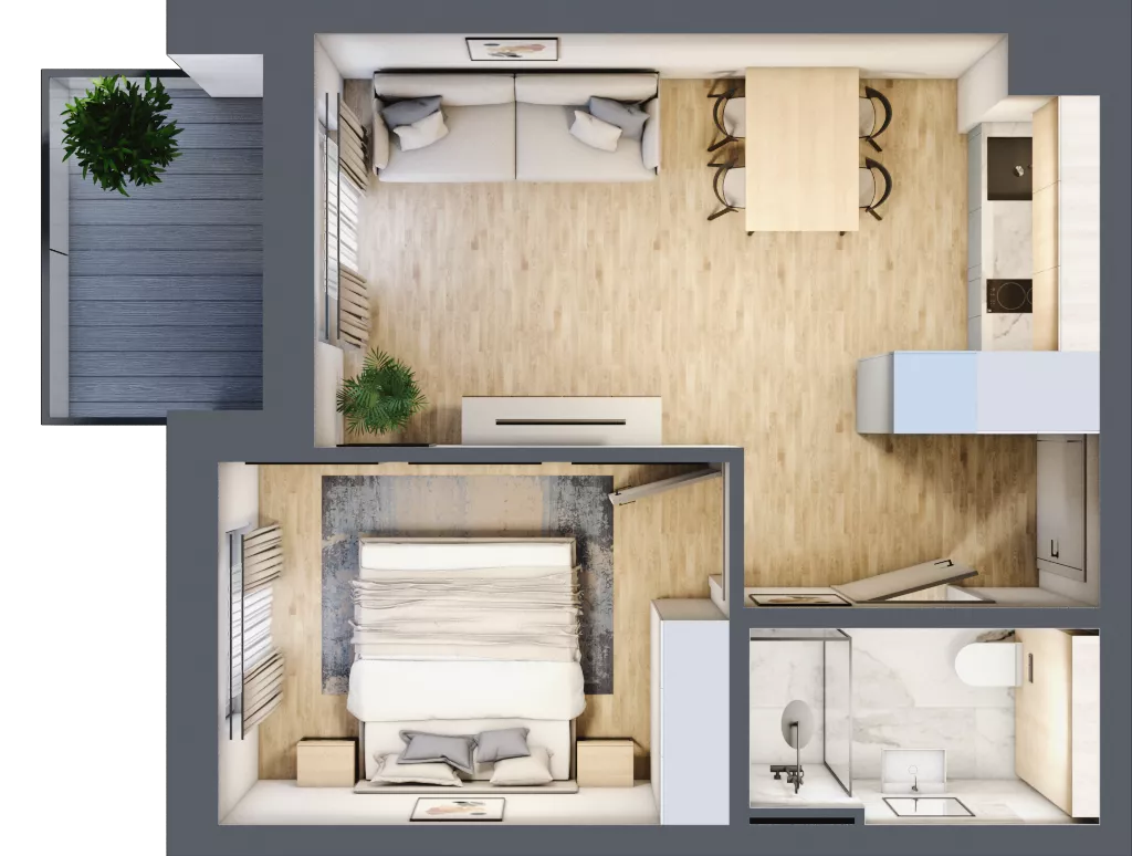 2 pokoje, mieszkanie 33,65 m², piętro 1, oferta nr L101, Bel Mare Home, Międzyzdroje, ul. Nowomyśliwska
