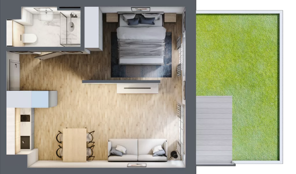 2 pokoje, mieszkanie 35,65 m², piętro 1, oferta nr L102, Bel Mare Home, Międzyzdroje, ul. Nowomyśliwska