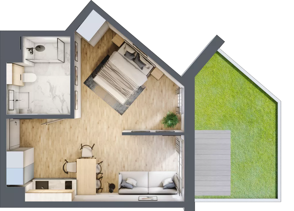 2 pokoje, mieszkanie 35,78 m², piętro 1, oferta nr L106, Bel Mare Home, Międzyzdroje, ul. Nowomyśliwska