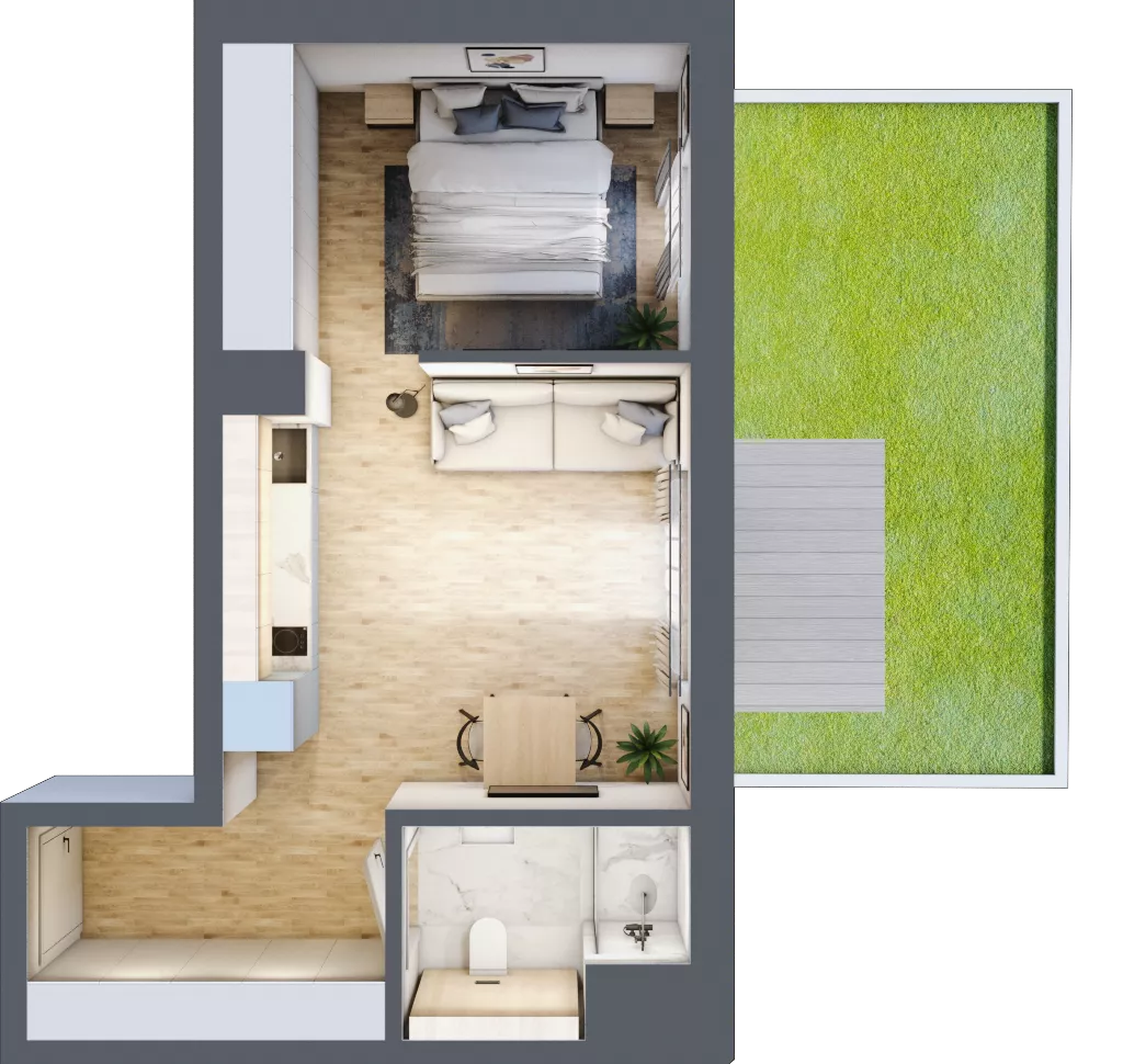 2 pokoje, mieszkanie 35,82 m², piętro 1, oferta nr L108, Bel Mare Home, Międzyzdroje, ul. Nowomyśliwska