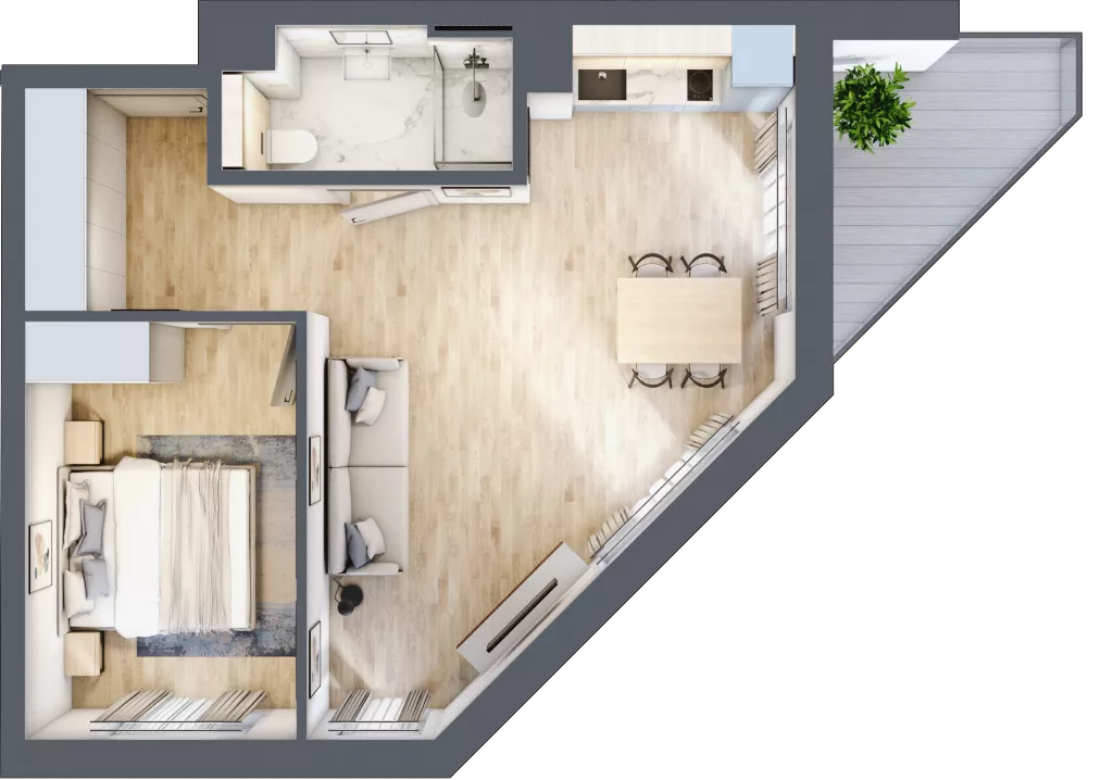 2 pokoje, mieszkanie 44,16 m², piętro 1, oferta nr L132, Bel Mare Home, Międzyzdroje, ul. Nowomyśliwska