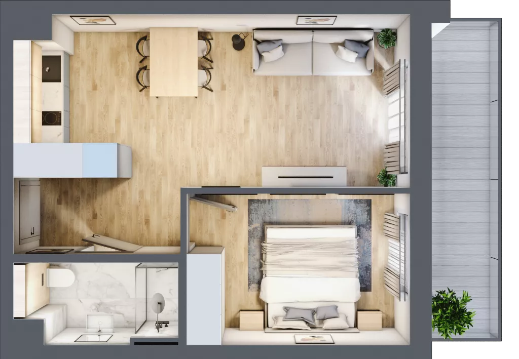 2 pokoje, mieszkanie 38,14 m², piętro 1, oferta nr L138, Bel Mare Home, Międzyzdroje, ul. Nowomyśliwska