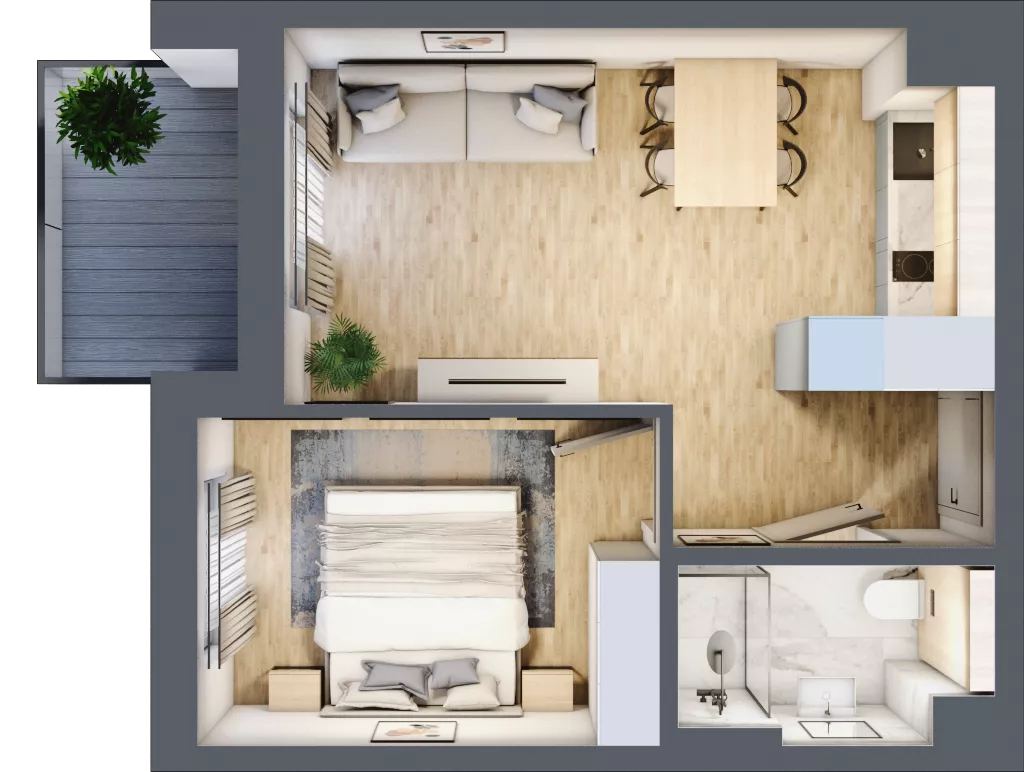 2 pokoje, mieszkanie 33,54 m², piętro 3, oferta nr L305, Bel Mare Home, Międzyzdroje, ul. Nowomyśliwska