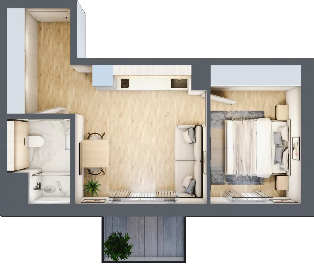 2 pokoje, mieszkanie 36,08 m², piętro 3, oferta nr L308, Bel Mare Home, Międzyzdroje, ul. Nowomyśliwska