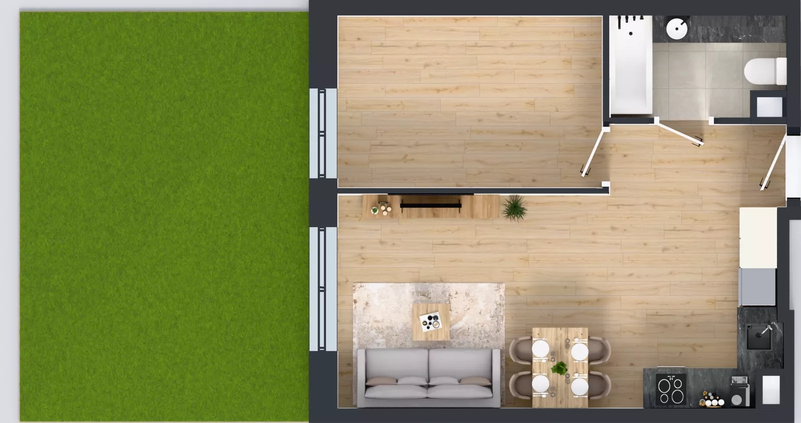 2 pokoje, mieszkanie 44,16 m², parter, oferta nr 1.M.06, Incepti Gaj 2, Wrocław, Gaj, Krzyki, ul. Żegiestowska 5