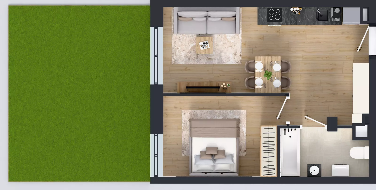 2 pokoje, mieszkanie 41,46 m², parter, oferta nr 1.M.08, Incepti Gaj 2, Wrocław, Gaj, Krzyki, ul. Żegiestowska 5