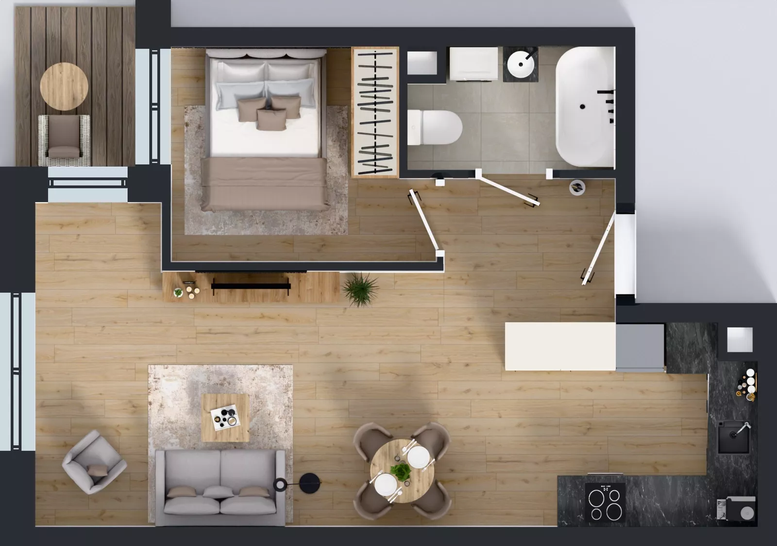 2 pokoje, mieszkanie 43,15 m², piętro 3, oferta nr 4.M.04, Incepti Gaj 2, Wrocław, Gaj, Krzyki, ul. Żegiestowska 5