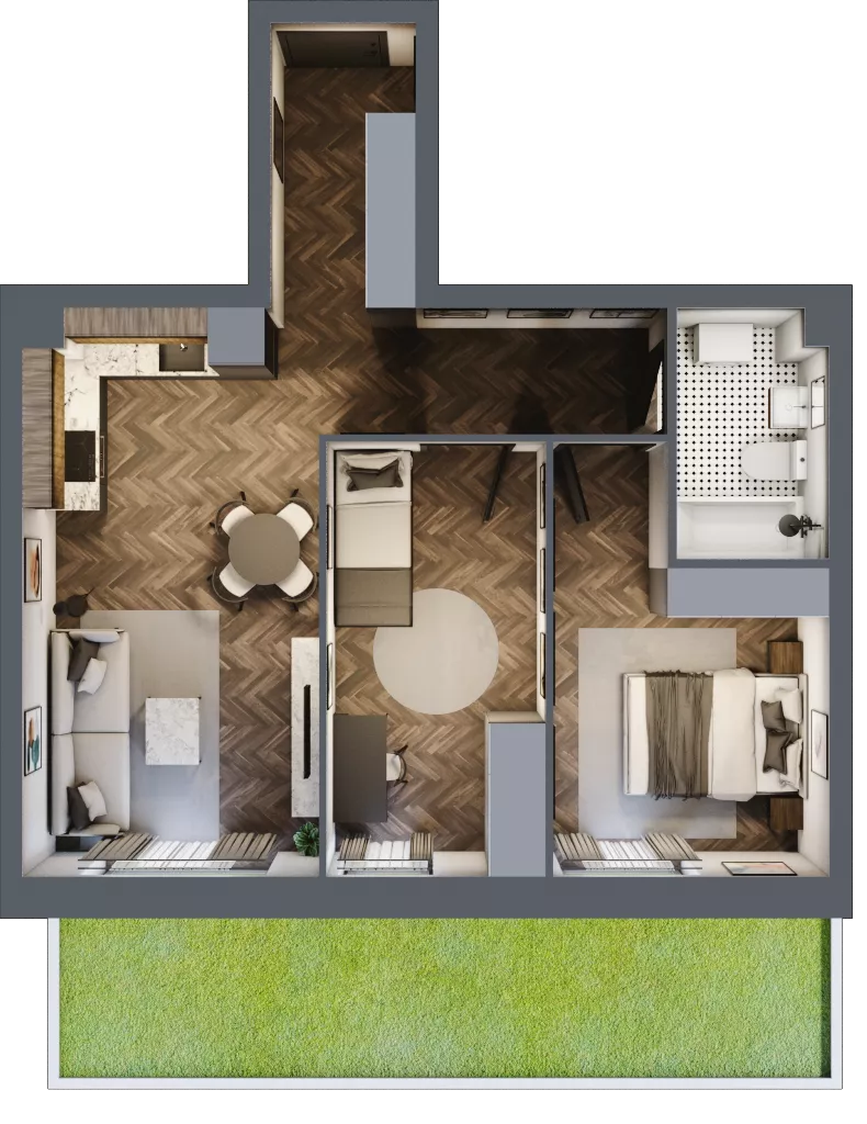 3 pokoje, mieszkanie 53,36 m², parter, oferta nr 1.M.15, Incepti Gaj 2, Wrocław, Gaj, Krzyki, ul. Żegiestowska 5