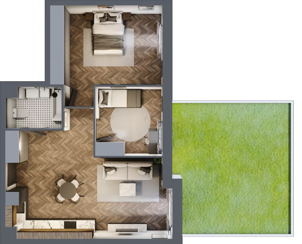 3 pokoje, mieszkanie 62,31 m², parter, oferta nr 1.M.11, Incepti Gaj 2, Wrocław, Gaj, Krzyki, ul. Żegiestowska 5