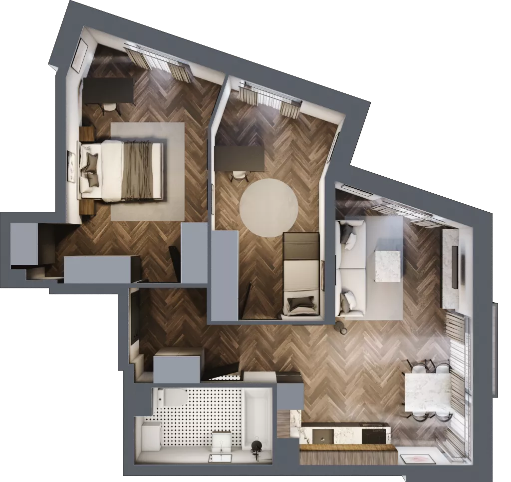 3 pokoje, mieszkanie 64,18 m², piętro 1, oferta nr 2.M.06, Incepti Gaj 2, Wrocław, Gaj, Krzyki, ul. Żegiestowska 5