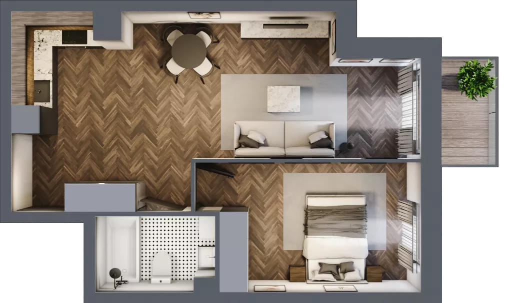 2 pokoje, mieszkanie 45,76 m², piętro 4, oferta nr 5.M.14, Incepti Gaj 2, Wrocław, Gaj, Krzyki, ul. Żegiestowska 5