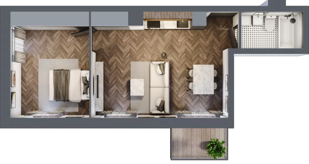2 pokoje, mieszkanie 44,11 m², piętro 3, oferta nr 4.M.11, Incepti Gaj 2, Wrocław, Gaj, Krzyki, ul. Żegiestowska 5