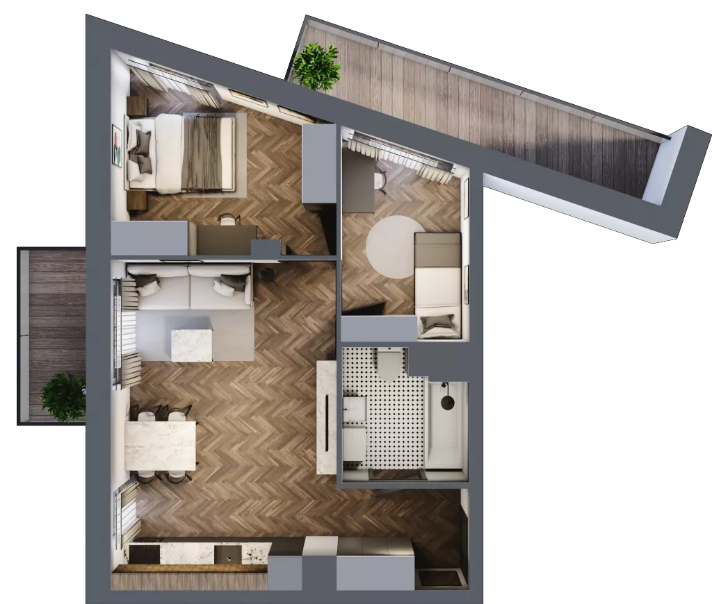 3 pokoje, mieszkanie 50,02 m², piętro 3, oferta nr 4.M.01, Incepti Gaj 2, Wrocław, Gaj, Krzyki, ul. Żegiestowska 5
