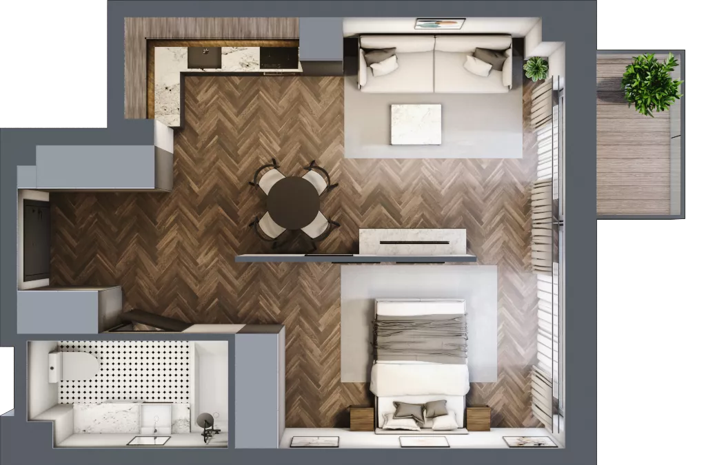 1 pokój, mieszkanie 41,40 m², piętro 2, oferta nr 3.M.07, Incepti Gaj 2, Wrocław, Gaj, Krzyki, ul. Żegiestowska 5