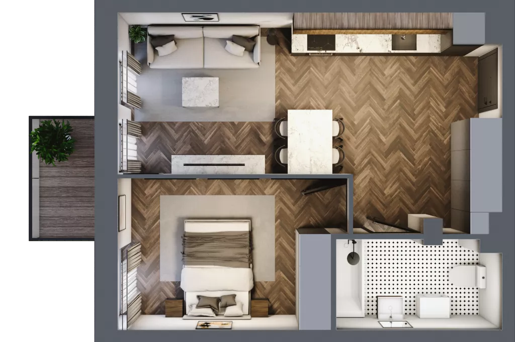 2 pokoje, mieszkanie 41,71 m², piętro 1, oferta nr 2.M.12, Incepti Gaj 2, Wrocław, Gaj, Krzyki, ul. Żegiestowska 5