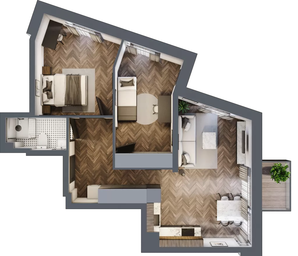 3 pokoje, mieszkanie 59,07 m², piętro 2, oferta nr 3.M.09, Incepti Gaj 2, Wrocław, Gaj, Krzyki, ul. Żegiestowska 5