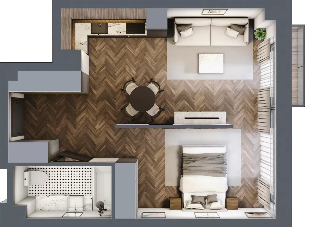 1 pokój, mieszkanie 41,21 m², piętro 3, oferta nr 4.M.06, Incepti Gaj 2, Wrocław, Gaj, Krzyki, ul. Żegiestowska 5