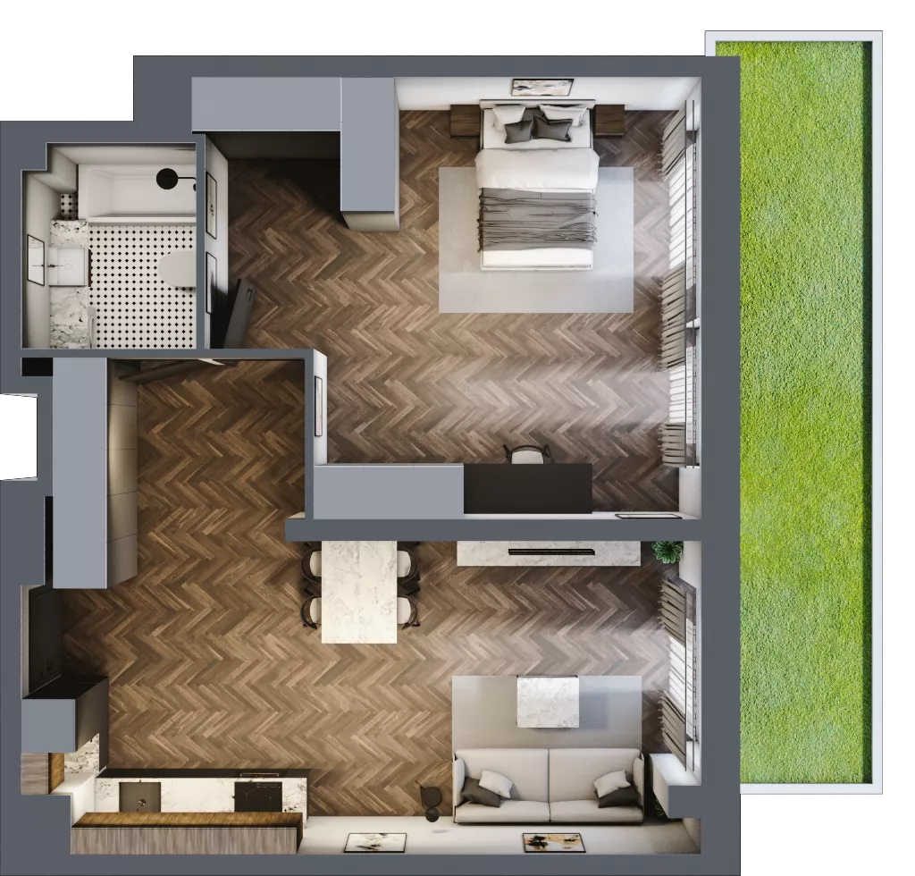 3 pokoje, mieszkanie 61,28 m², parter, oferta nr 1.M.02, Incepti Gaj 2, Wrocław, Gaj, Krzyki, ul. Żegiestowska 5