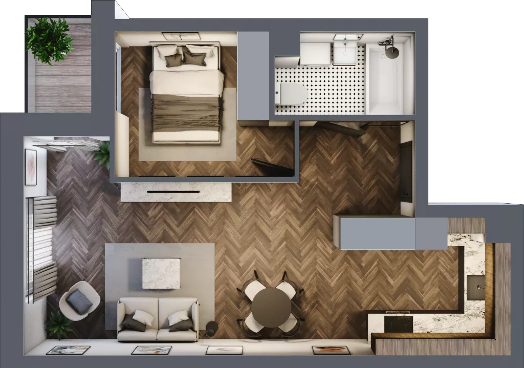 2 pokoje, mieszkanie 43,15 m², piętro 3, oferta nr 4.M.04, Incepti Gaj 2, Wrocław, Gaj, Krzyki, ul. Żegiestowska 5
