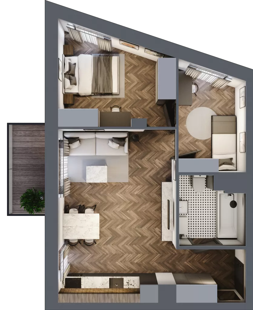 3 pokoje, mieszkanie 50,03 m², piętro 5, oferta nr 6.M.01, Incepti Gaj 2, Wrocław, Gaj, Krzyki, ul. Żegiestowska 5
