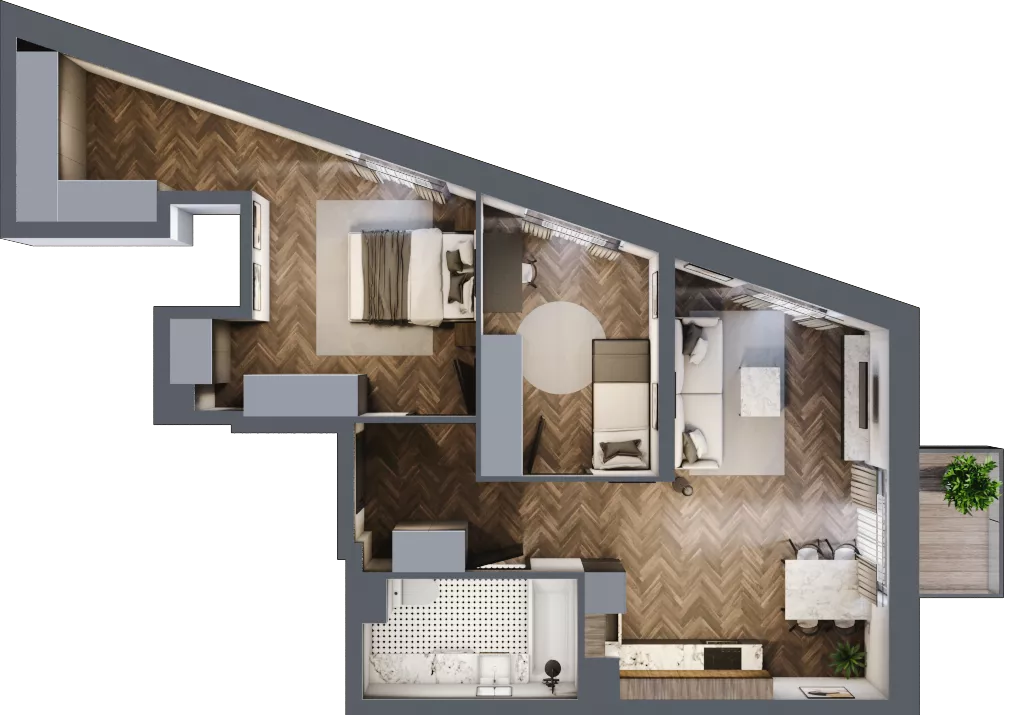 3 pokoje, mieszkanie 61,69 m², piętro 6, oferta nr 7.M.05, Incepti Gaj 2, Wrocław, Gaj, Krzyki, ul. Żegiestowska 5