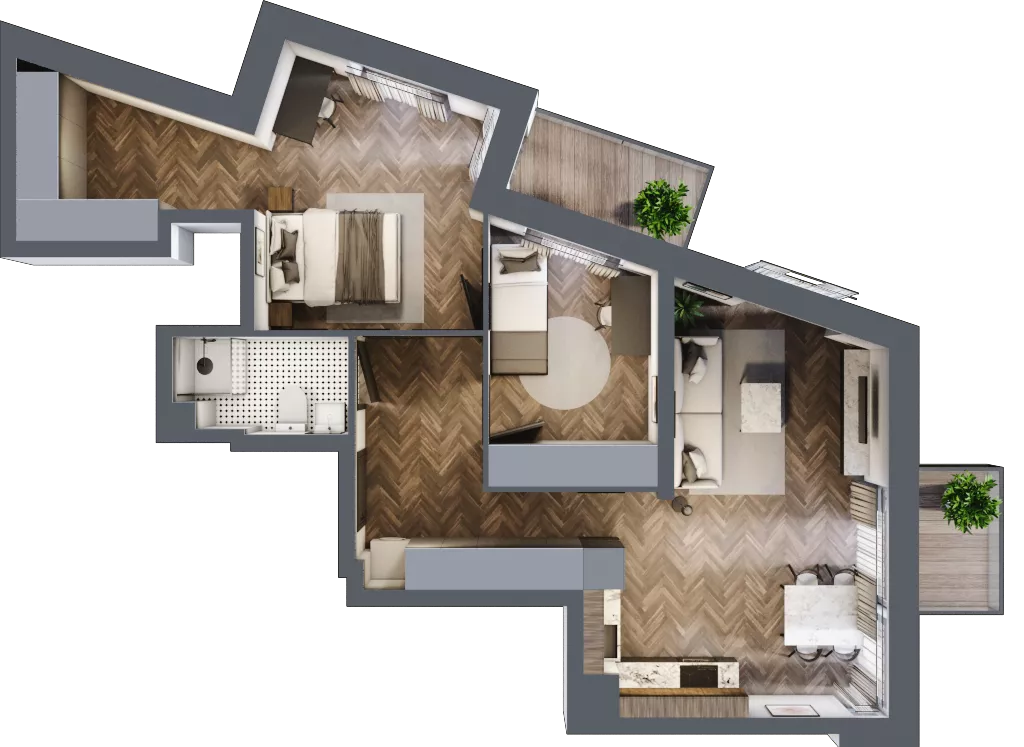 3 pokoje, mieszkanie 61,38 m², piętro 4, oferta nr 5.M.05, Incepti Gaj 2, Wrocław, Gaj, Krzyki, ul. Żegiestowska 5