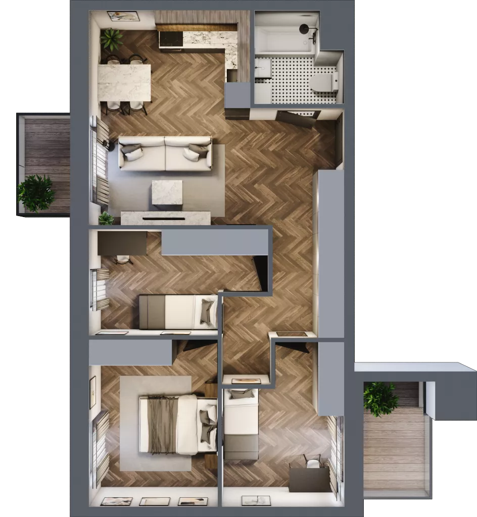 4 pokoje, mieszkanie 65,02 m², piętro 4, oferta nr 5.M.09, Incepti Gaj 2, Wrocław, Gaj, Krzyki, ul. Żegiestowska 5