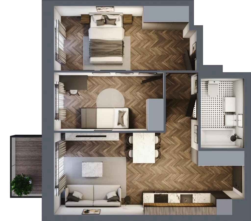 3 pokoje, mieszkanie 50,21 m², piętro 3, oferta nr 4.M.21A, Incepti Gaj 2, Wrocław, Gaj, Krzyki, ul. Żegiestowska 5