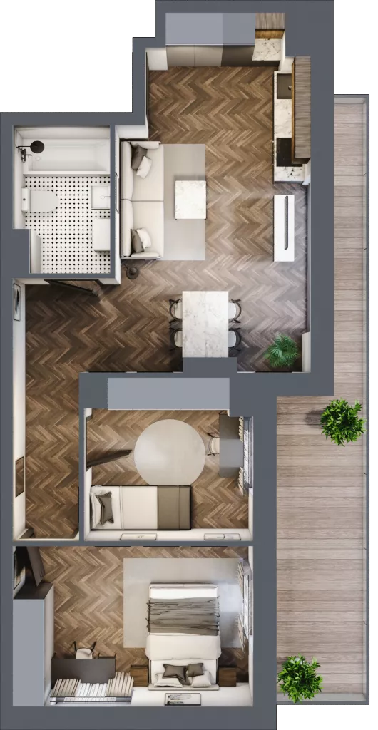 3 pokoje, mieszkanie 56,41 m², piętro 3, oferta nr 4.M.26, Incepti Gaj 2, Wrocław, Gaj, Krzyki, ul. Żegiestowska 5