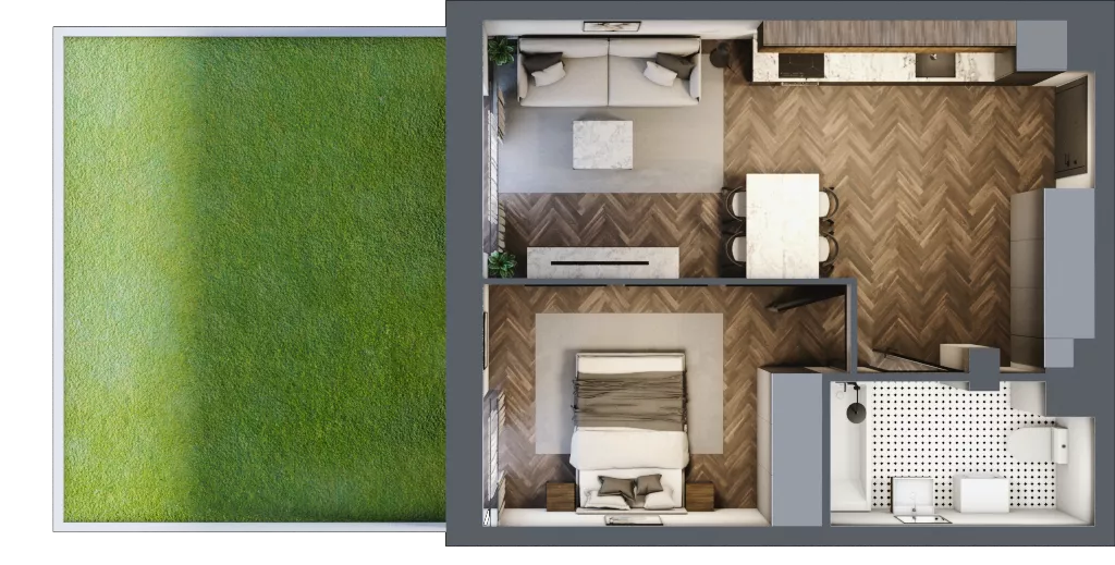 2 pokoje, mieszkanie 41,46 m², parter, oferta nr 1.M.08, Incepti Gaj 2, Wrocław, Gaj, Krzyki, ul. Żegiestowska 5