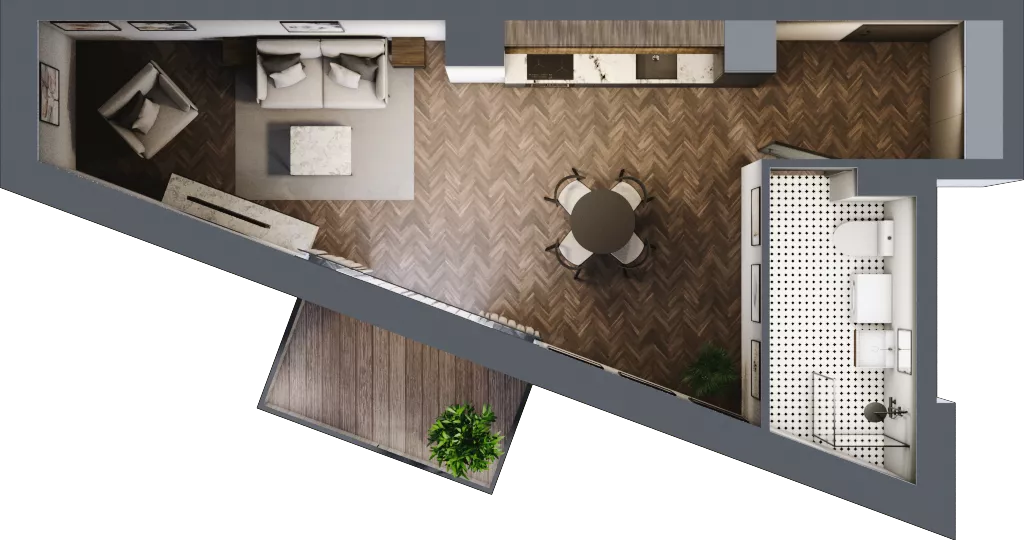1 pokój, mieszkanie 35,52 m², piętro 6, oferta nr 7.M.03, Incepti Gaj 2, Wrocław, Gaj, Krzyki, ul. Żegiestowska 5