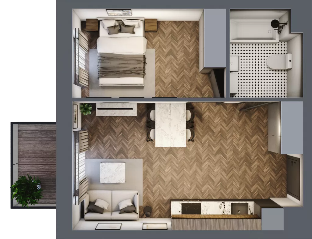 2 pokoje, mieszkanie 35,89 m², piętro 2, oferta nr 3.M.03, Incepti Gaj 2, Wrocław, Gaj, Krzyki, ul. Żegiestowska 5