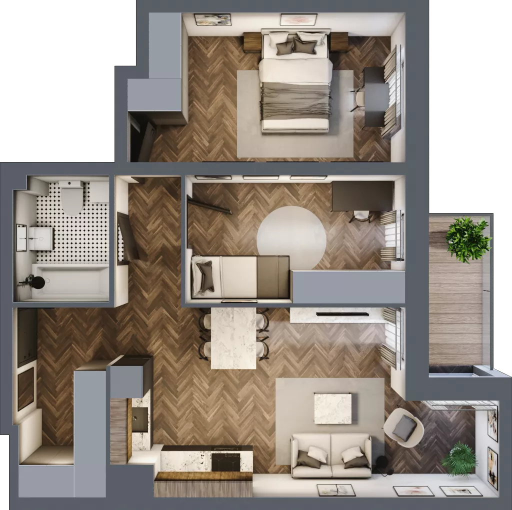 3 pokoje, mieszkanie 58,38 m², piętro 1, oferta nr 2.M.14, Incepti Gaj 2, Wrocław, Gaj, Krzyki, ul. Żegiestowska 5
