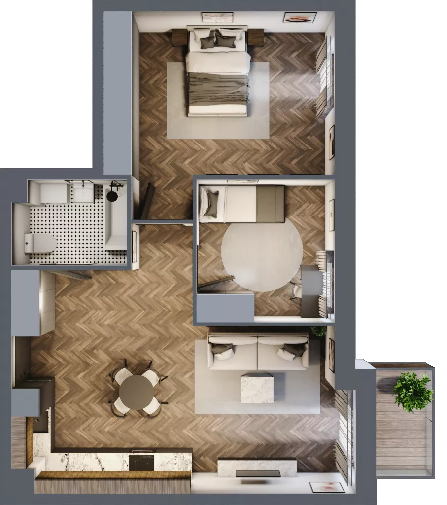 3 pokoje, mieszkanie 62,47 m², piętro 1, oferta nr 2.M.16, Incepti Gaj 2, Wrocław, Gaj, Krzyki, ul. Żegiestowska 5
