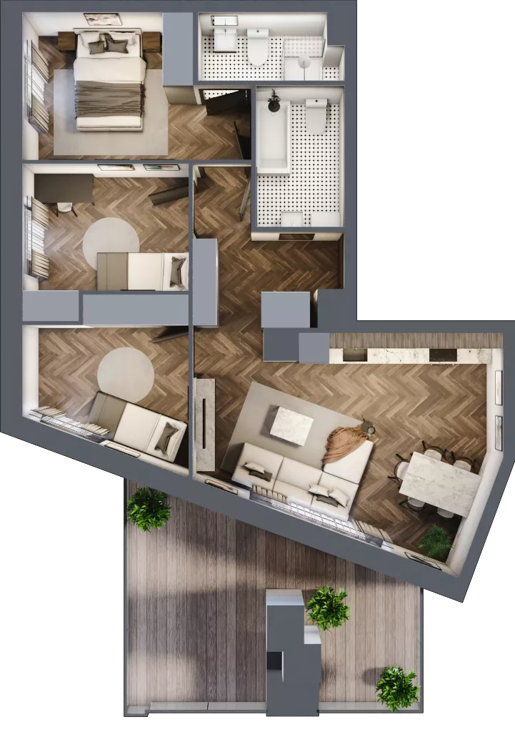 4 pokoje, mieszkanie 65,30 m², piętro 4, oferta nr 5.M.02, Incepti Gaj 2, Wrocław, Gaj, Krzyki, ul. Żegiestowska 5