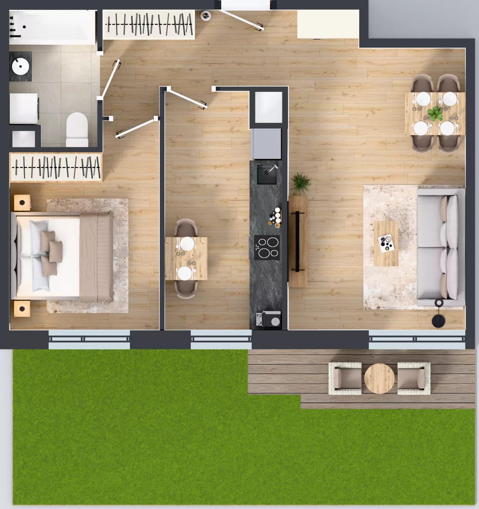 2 pokoje, mieszkanie 51,87 m², parter, oferta nr B.41, Osiedle MONO, Warszawa, Białołęka, Tarchomin, ul. Odkryta 53