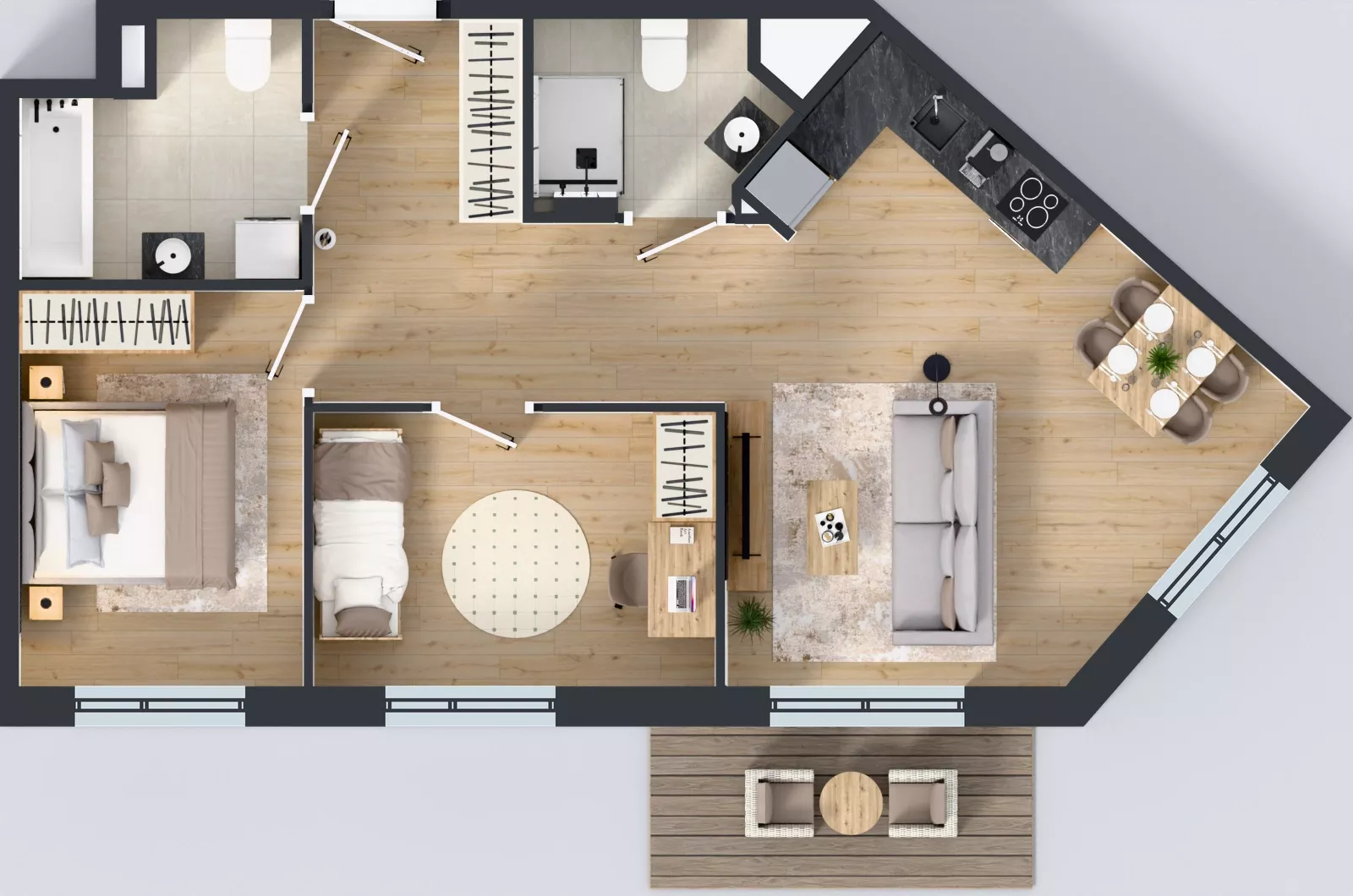 3 pokoje, mieszkanie 61,48 m², piętro 1, oferta nr B.44, Osiedle MONO, Warszawa, Białołęka, Tarchomin, ul. Odkryta 53