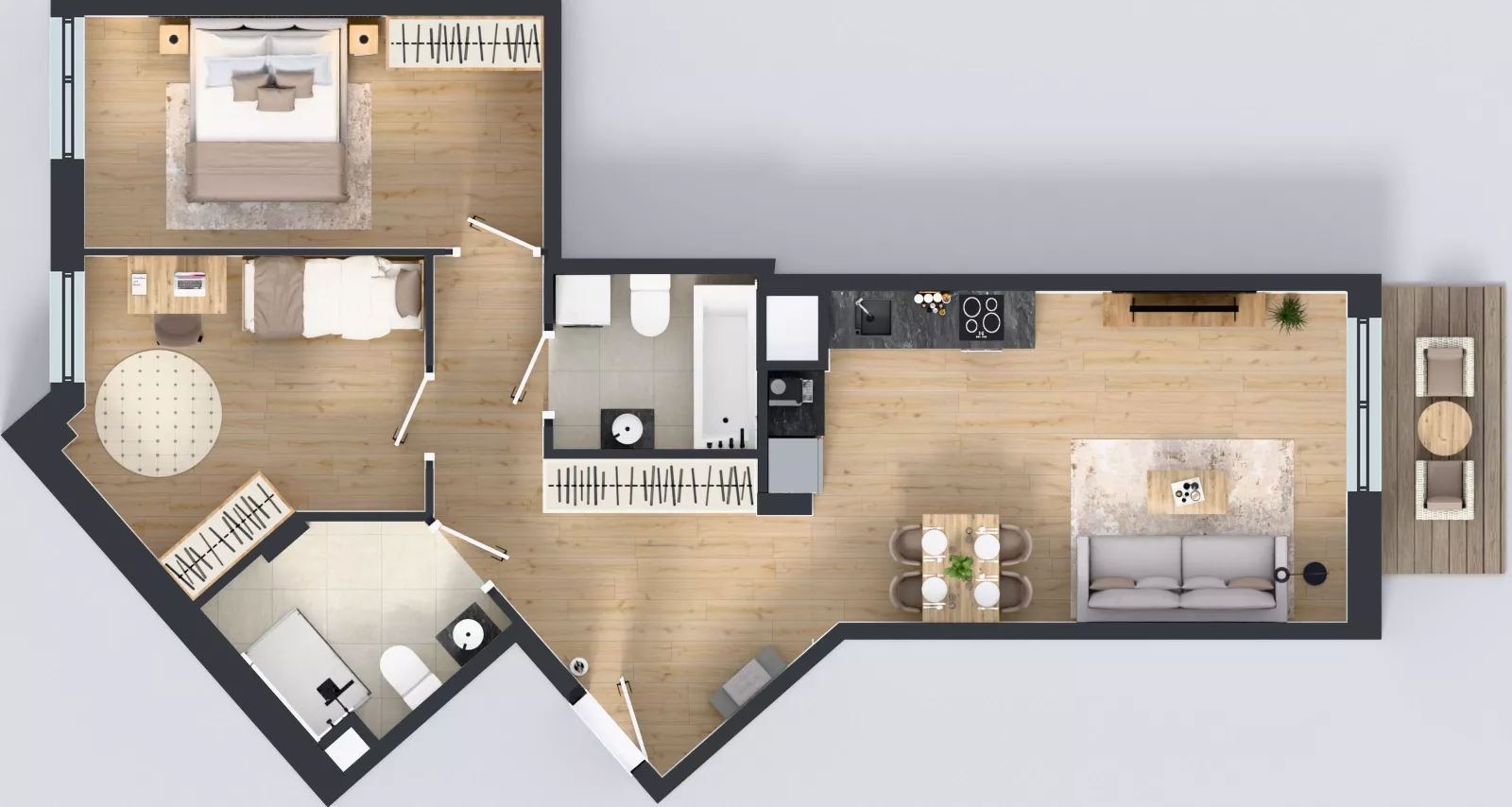 3 pokoje, mieszkanie 68,57 m², piętro 3, oferta nr B.51, Osiedle MONO, Warszawa, Białołęka, Tarchomin, ul. Odkryta 53