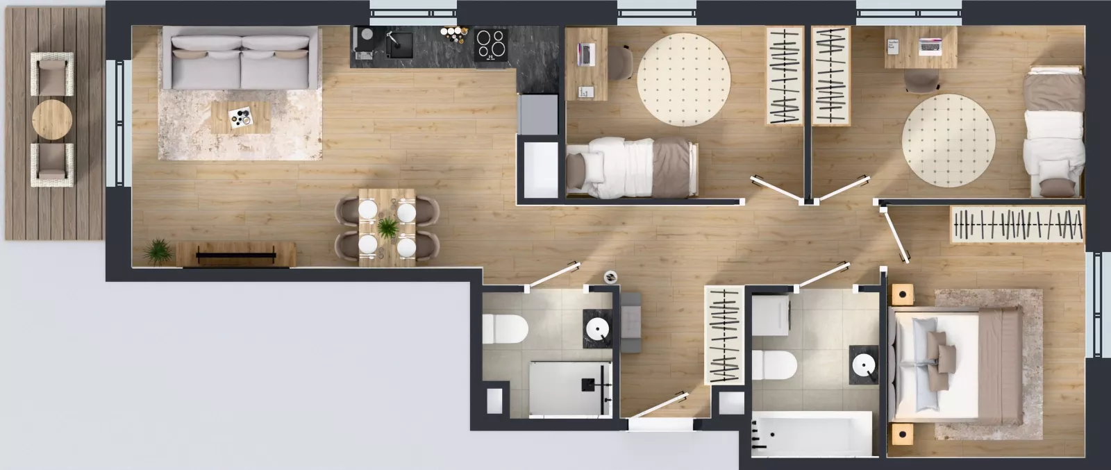 4 pokoje, mieszkanie 71,96 m², piętro 3, oferta nr C.81, Osiedle MONO, Warszawa, Białołęka, Tarchomin, ul. Odkryta 53