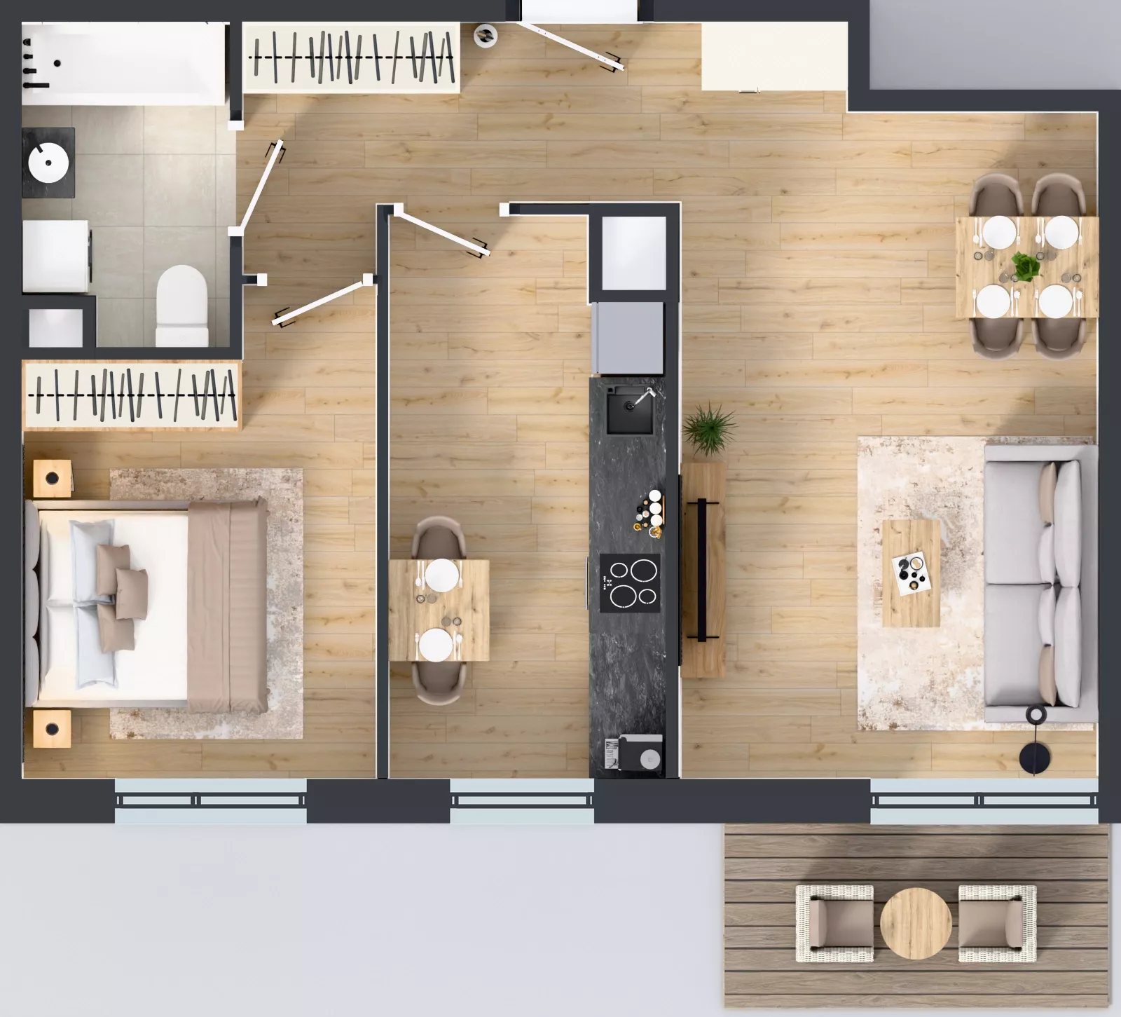 2 pokoje, mieszkanie 51,96 m², piętro 4, oferta nr B.57, Osiedle MONO, Warszawa, Białołęka, Tarchomin, ul. Odkryta 53
