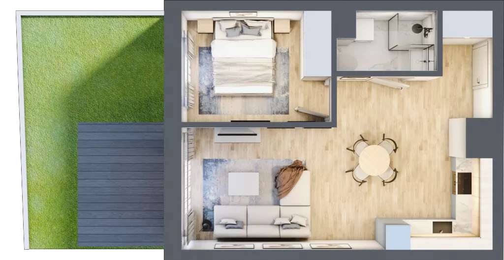 2 pokoje, mieszkanie 41,76 m², piętro 1, oferta nr B 1.01, Park Moniuszki II, Mysłowice, ul. Okrzei / Wielka Skotnica