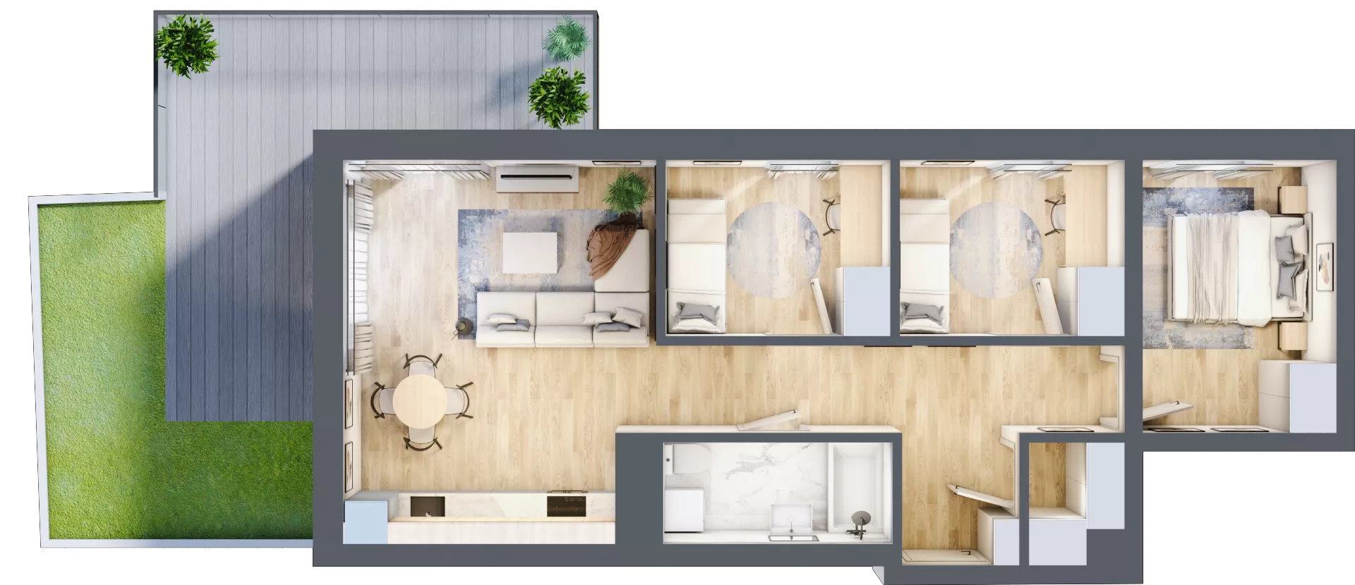 4 pokoje, mieszkanie 66,34 m², piętro 1, oferta nr B 1.03, Park Moniuszki II, Mysłowice, ul. Okrzei / Wielka Skotnica
