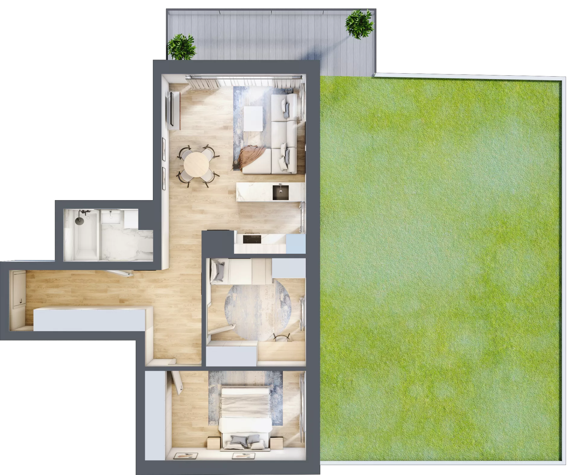 3 pokoje, mieszkanie 63,60 m², piętro 1, oferta nr B 1.04, Park Moniuszki II, Mysłowice, ul. Okrzei / Wielka Skotnica